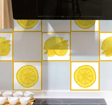 Oranžová a citronová skica dlaždic převod dlaždic - TenStickers