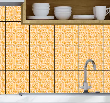 Oranžová geometrická dlaždice obtisk - TenStickers