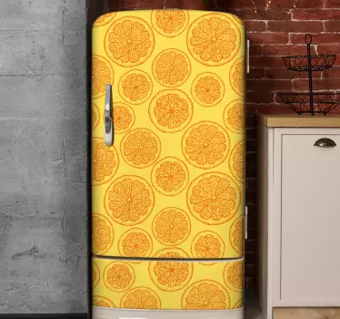 Oranžová ruční kresba vzor lednice obtisky - TenStickers