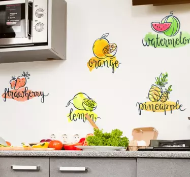 Ovoce názvy nástěnné nálepky - TenStickers