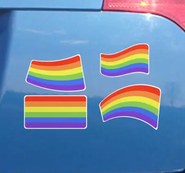 Pack of 4 pride flag auto decal - TenStickers