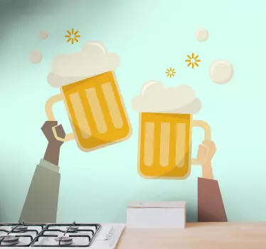 Pivo na zdraví logo nápoj nástěnná samolepka - TenStickers
