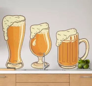 Pivo různé velikosti sklenice nápoj samolepka na zeď - TenStickers