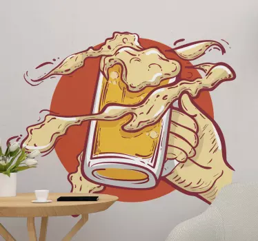 Pivo v ruce nápoj samolepka na zeď - TenStickers