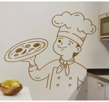 Pizzaïolo výroba tapety na pizzu - TenStickers