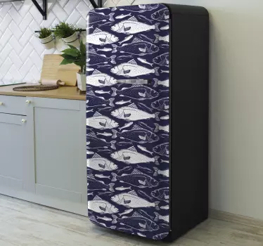 Pod mořskými rybami obtékání lednice obtisk - TenStickers
