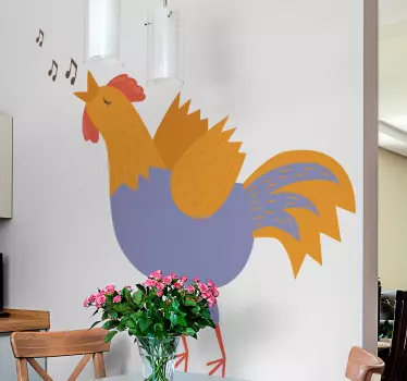 Roztomilý kreslený kohout pták nálepka - TenStickers