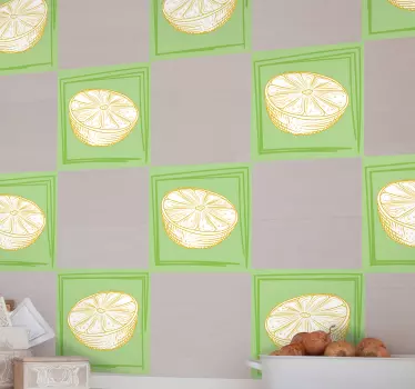 Ručně tažené citronové citrusové plody dlaždic přenos - TenStickers