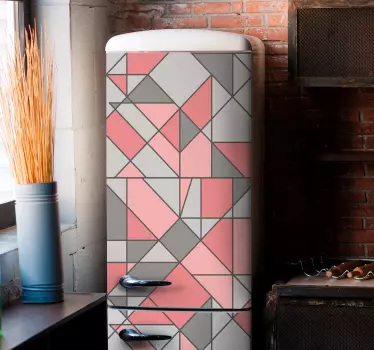 Růžový a šedý trojúhelník nálepky na stěnu se vzorem lednice - TenStickers