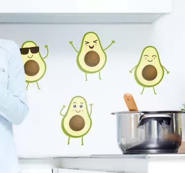 Sada vtipné avokádo ovoce nálepka na zeď - TenStickers