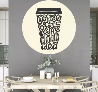 šálek kávy s obtiskem služby věty - TenStickers