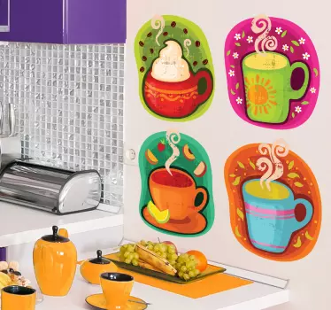 šálky kávových samolepek na kávu - TenStickers