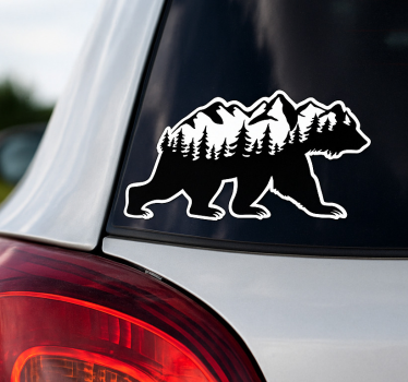 Samolepka na auto medvěd na horské vlně - TenStickers