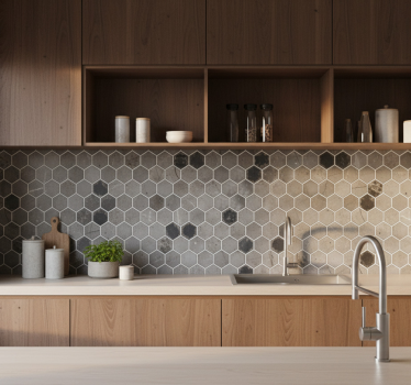 Samolepka na dlaždice tmavý hexagonální mramor - TenStickers