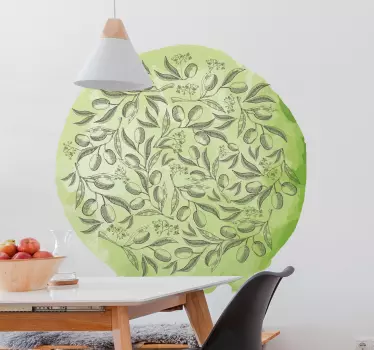 Samolepka na zeď s texturou ze zelené olivové ratolesti - TenStickers