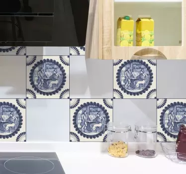 Sedící muž dlaždice vinyl přenos - TenStickers