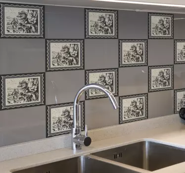 Sedící muž na přenosu dlaždic stromu - TenStickers