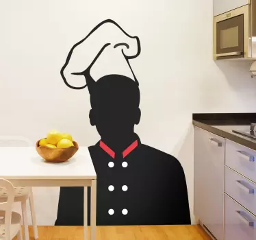 Silueta kuchař klobouk zeď nálepka - TenStickers