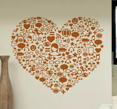 Sociální média srdce obtisk - TenStickers