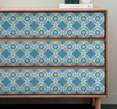 Starožitné vintage modré a bílé vzorové nálepky na nábytek - TenStickers