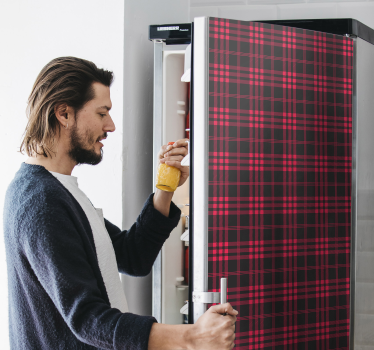 Vánoční tartan vzor lednice zábal - TenStickers