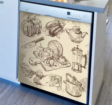 Vinobraní jídlo ilustrace obtisk - TenStickers