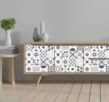Vinobraní modré dlaždice nábytek obtisk - TenStickers