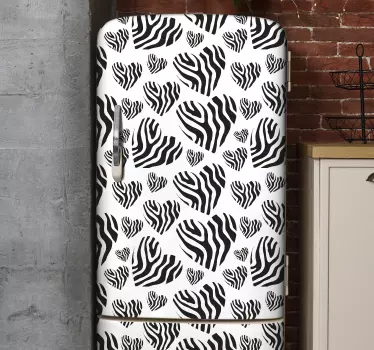 Zebra zvířecí tisk srdce lednice obtisky - TenStickers