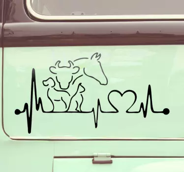 Zvířecí srdce porazil auto nálepka - TenStickers