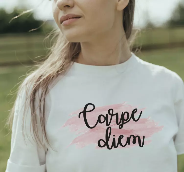 Carme diem s růžovým akvarelem Tričko - TenStickers