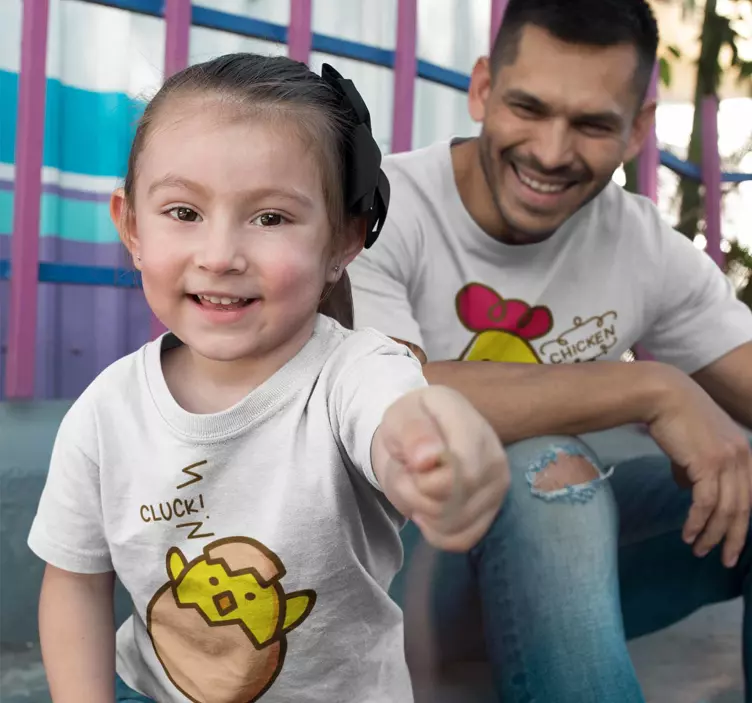 Kuřátko a kuřecí otec a dítě tričko - TenStickers