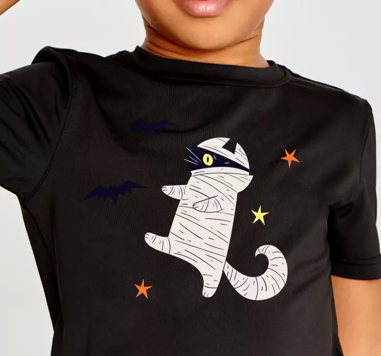 Mumie černá kočka s halloweenskou košilí - TenStickers