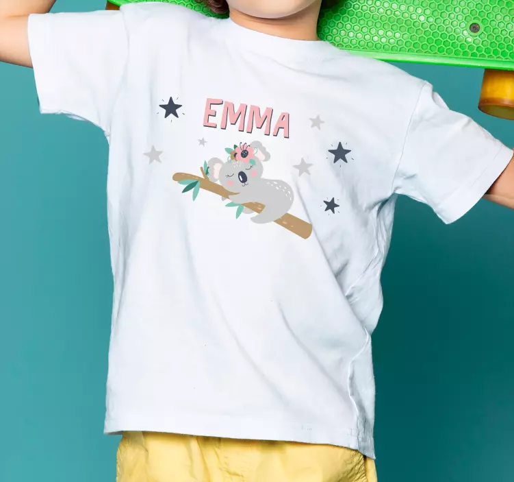 Roztomilá koala pro dívku se jménem dětské košile - TenStickers