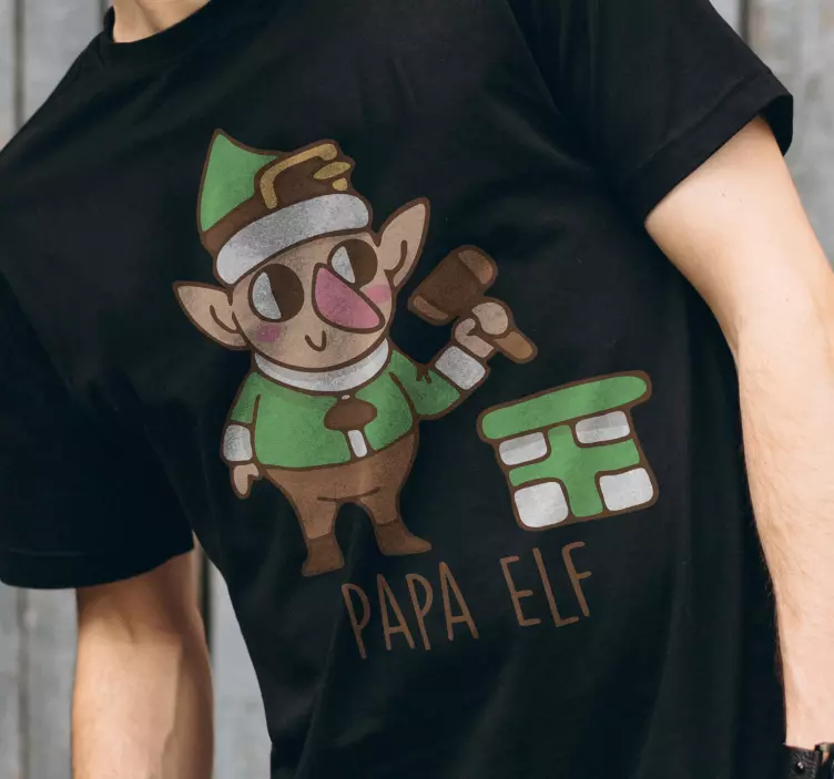 Slavnostní motiv papa elf Vánoční tričko - TenStickers