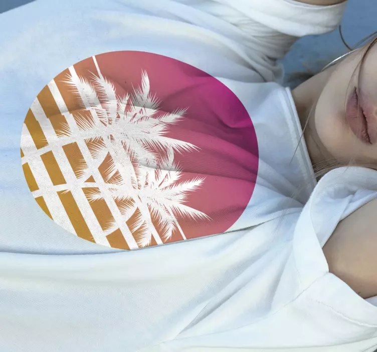 Vintage tričko se západem slunce a palmami - TenStickers