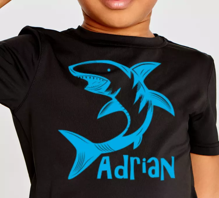 žraločí silueta s názvem dětské tričko - TenStickers