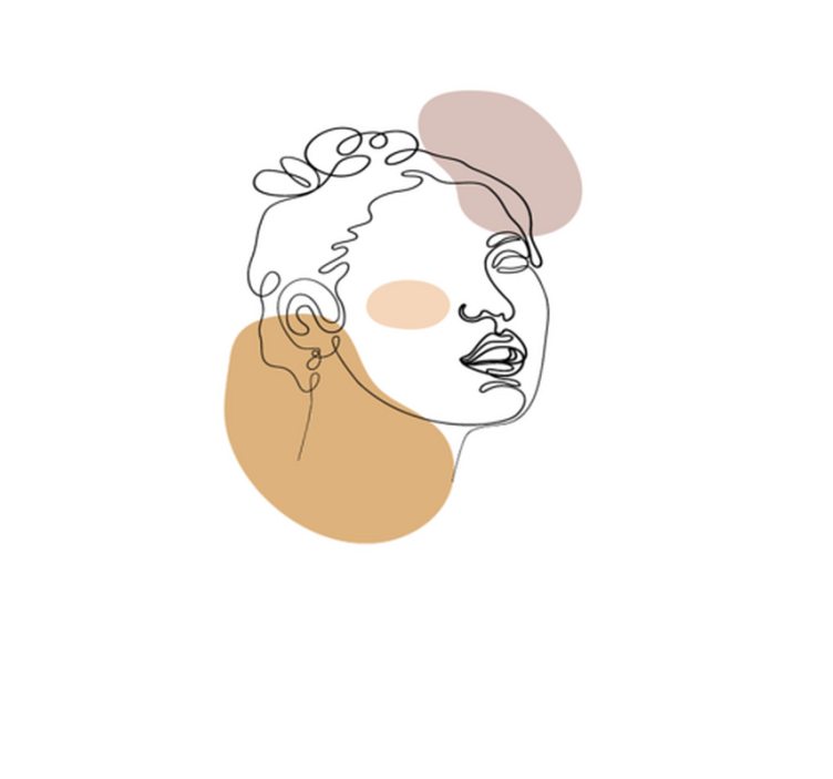 Abstraktní obličej a kruhy Bílý vinylový koberec - TenStickers