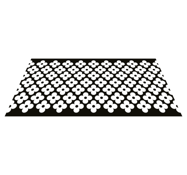 Jednoduché tvary květin Černý vinylový koberec - TenStickers
