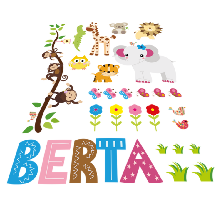 Zvířecí vinylový koberec džunglový strom s jménem - TenStickers