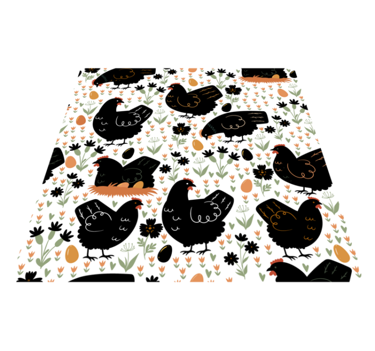 Zvířecí vinylový koberec s černobílými slepicemi - TenStickers
