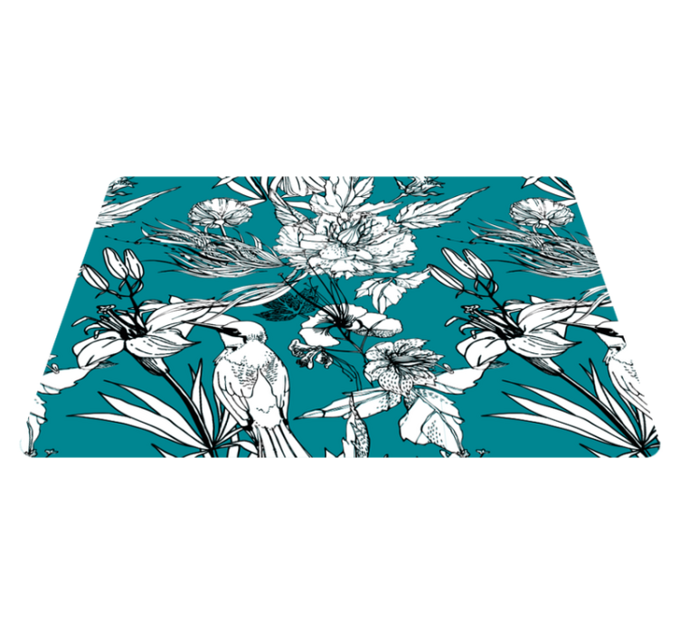 Zvířecí vinylový koberec elegantní vzor bílých ptáků - TenStickers