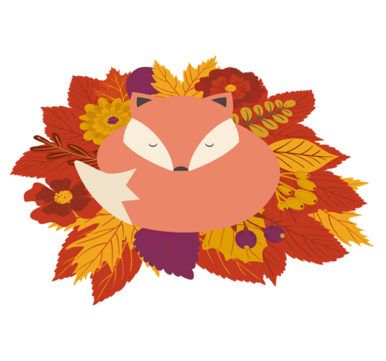 Zvířecí vinylový koberec liška s listy - TenStickers