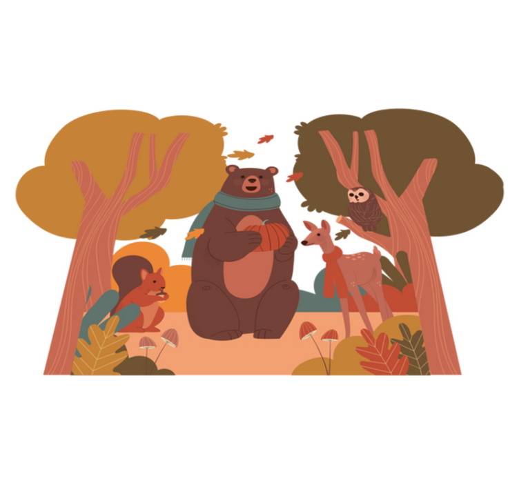 Zvířecí vinylový koberec lesní tvory na podzim - TenStickers