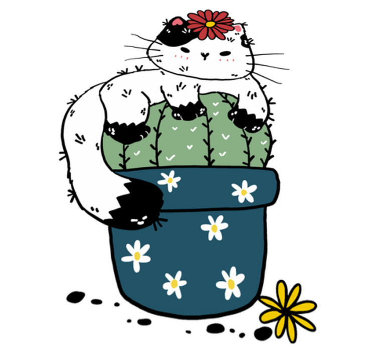 Zvířecí vinylový koberec hravá kočka s kaktusem - TenStickers