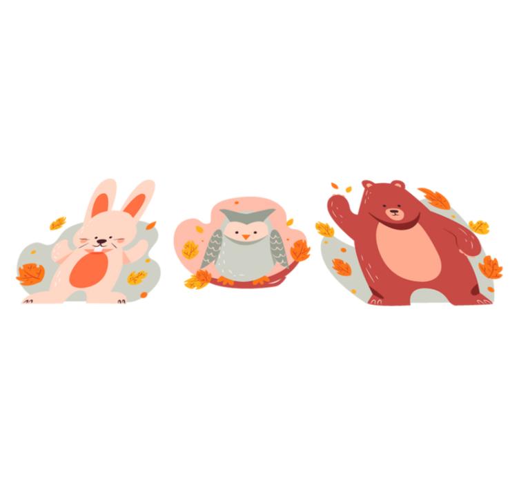 Zvířecí vinylový koberec medvěd a dřevění králíci - TenStickers