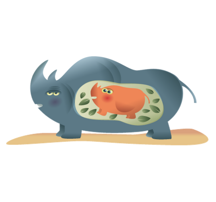 Zvířecí vinylový koberec s těhotnou nosorožicí - TenStickers