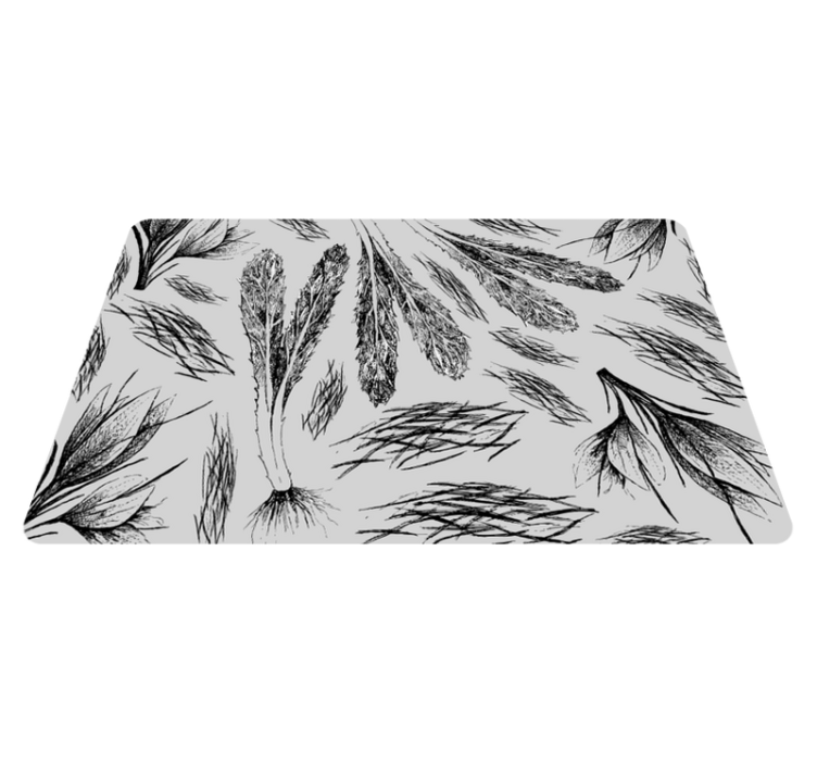 Vinylový koberec s květinami a rostlinami v šedém odstínu - TenStickers