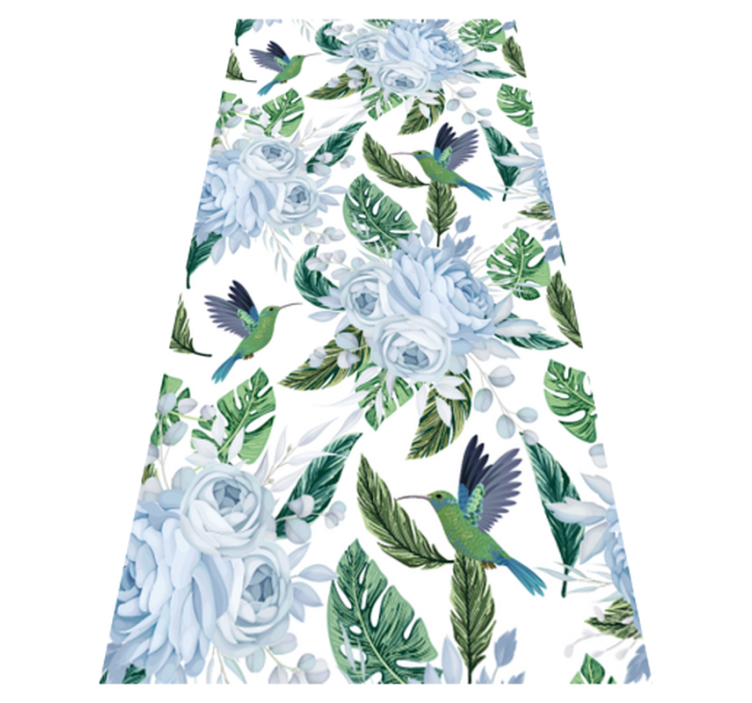 Vinylový koberec s květinami a rostlinami modré zahrady - TenStickers