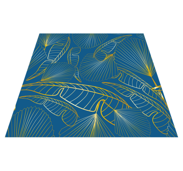 Vinylový koberec s květinami a rostlinami zlaté listy - TenStickers