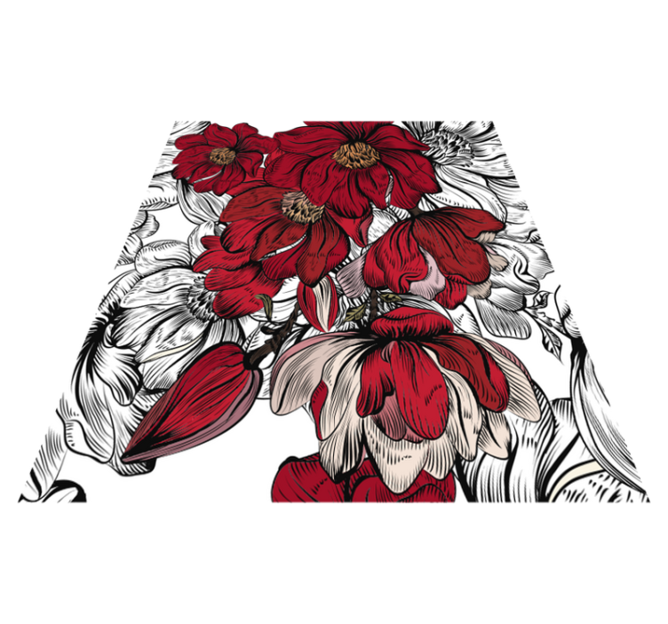 Vinylový koberec v jídelně Červené a bílé květiny - TenStickers